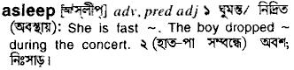 Asleep meaning in bengali