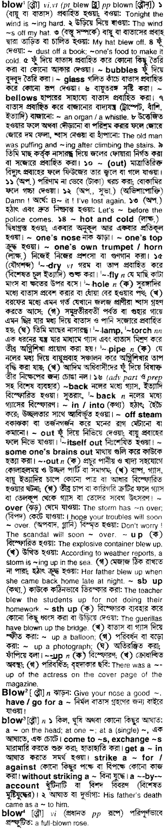 Blow meaning in bengali