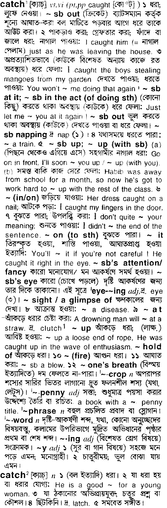 Catch meaning in bengali