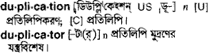 Duplication meaning in bengali