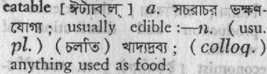 Eatable meaning in bengali