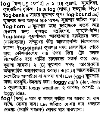 Fog meaning in bengali