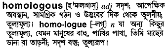 Homologous meaning in bengali