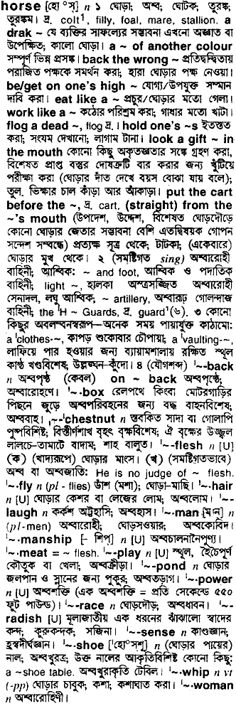 Horse meaning in bengali