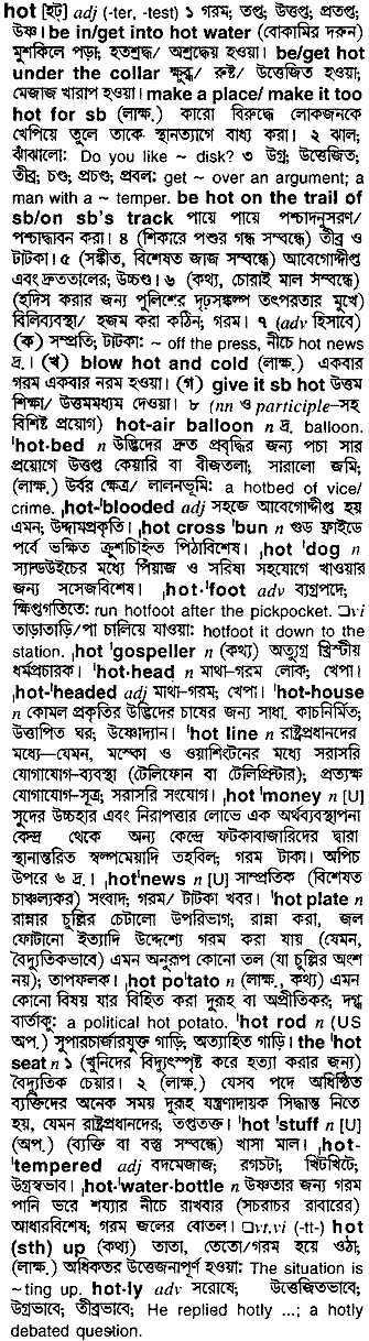 Hot meaning in bengali