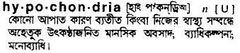 hypochondria 
 meaning in bengali