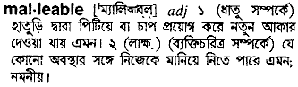 Malleable meaning in bengali