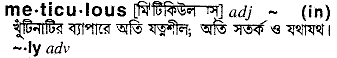 Meticulous meaning in bengali