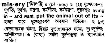 Misery meaning in bengali