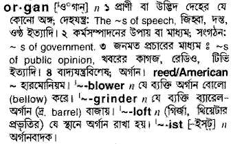 Organ meaning in bengali