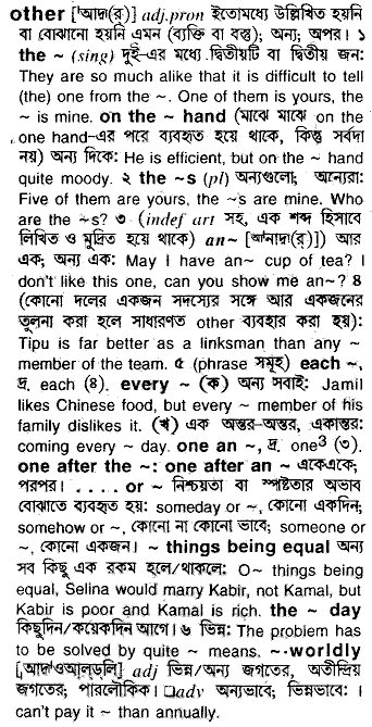 Other meaning in bengali