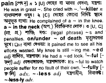 Pain meaning in bengali