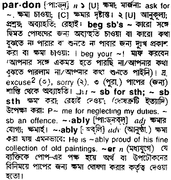 Pardon meaning in bengali