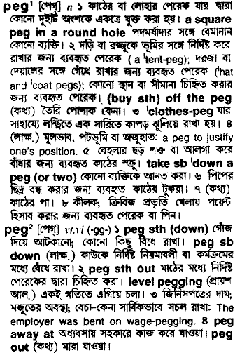 Peg meaning in bengali