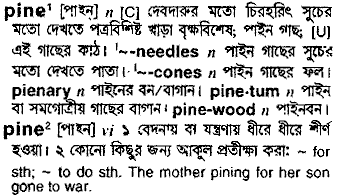 Pine meaning in bengali