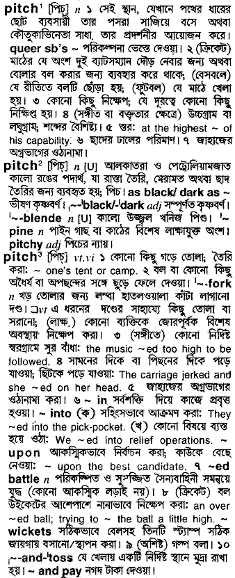 Pitch meaning in bengali