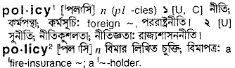 Policy meaning in bengali