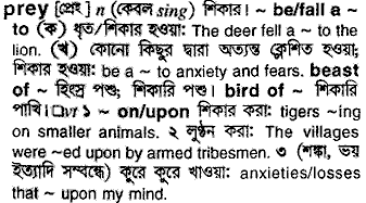 Prey meaning in bengali