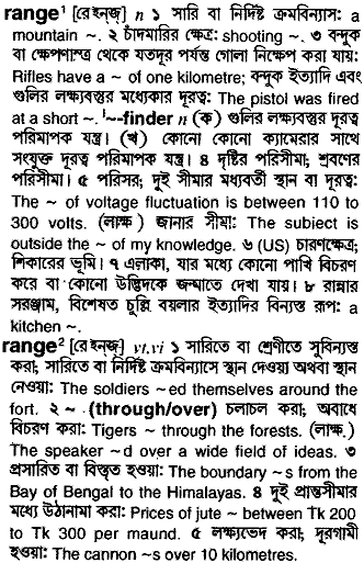 Range meaning in bengali