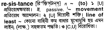 Resistance meaning in bengali