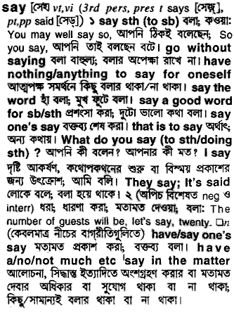 Say meaning in bengali