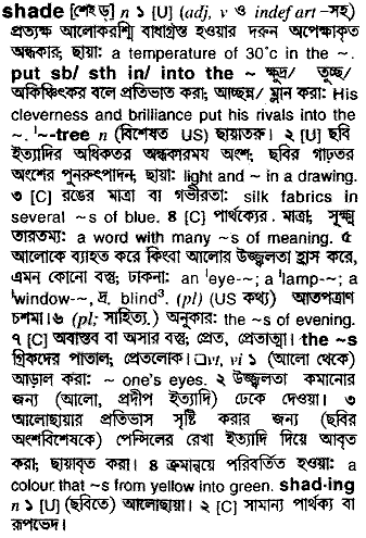 Shade meaning in bengali