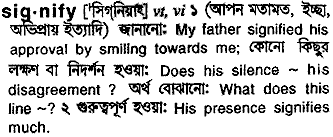 Signify meaning in bengali