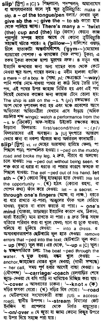 Slip meaning in bengali