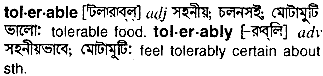 Tolerable meaning in bengali