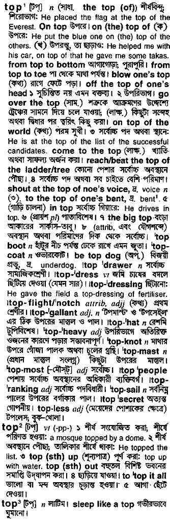 Top meaning in bengali