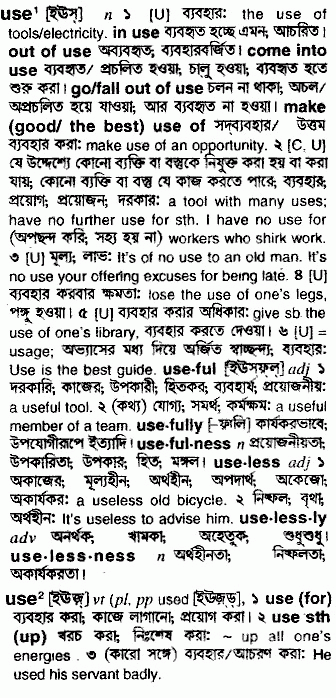 Use meaning in bengali