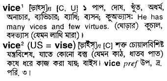 Vice meaning in bengali